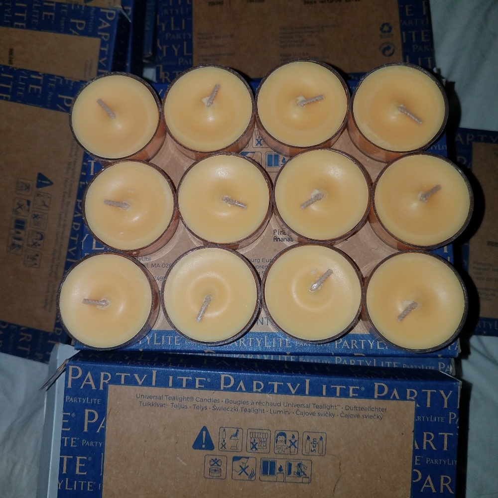 Partylite Pineapple Sugarcane tealights- 1 dozen